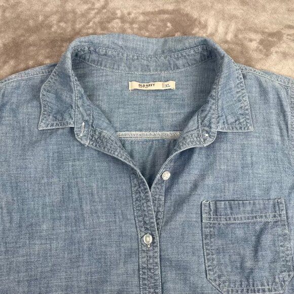 Old Navy Shirt Denim Women's Size XL Long Sleeve Button Up - Picture 6 of 13